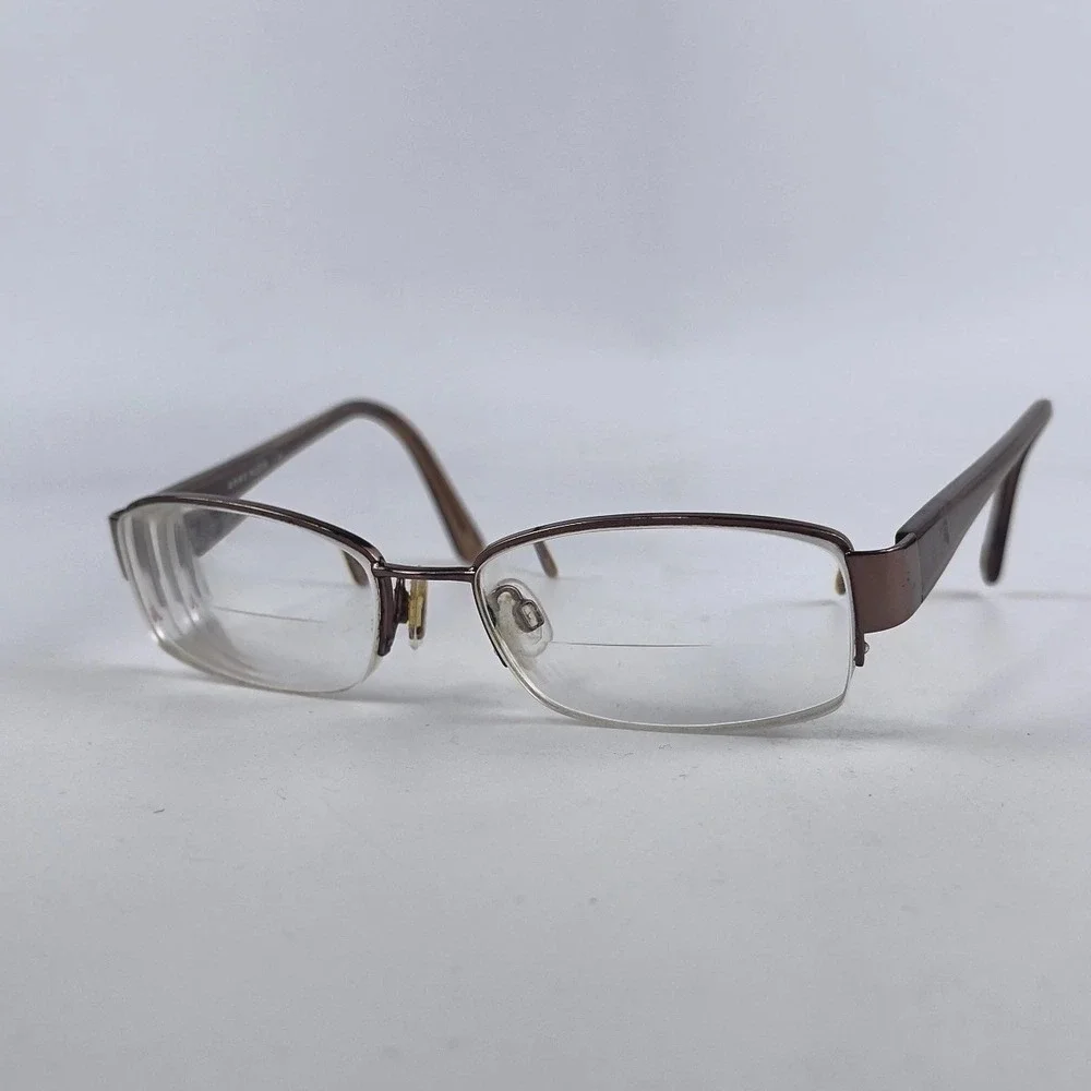 Anne Klein AK5003-208 Women Eyeglasses Frame Brown Plastic Half Rim 52-17-140 mm